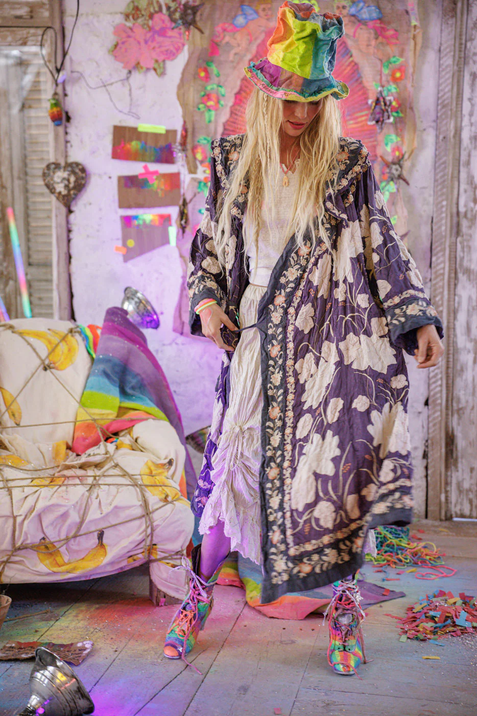 Floral Appliqué Danji Kimono